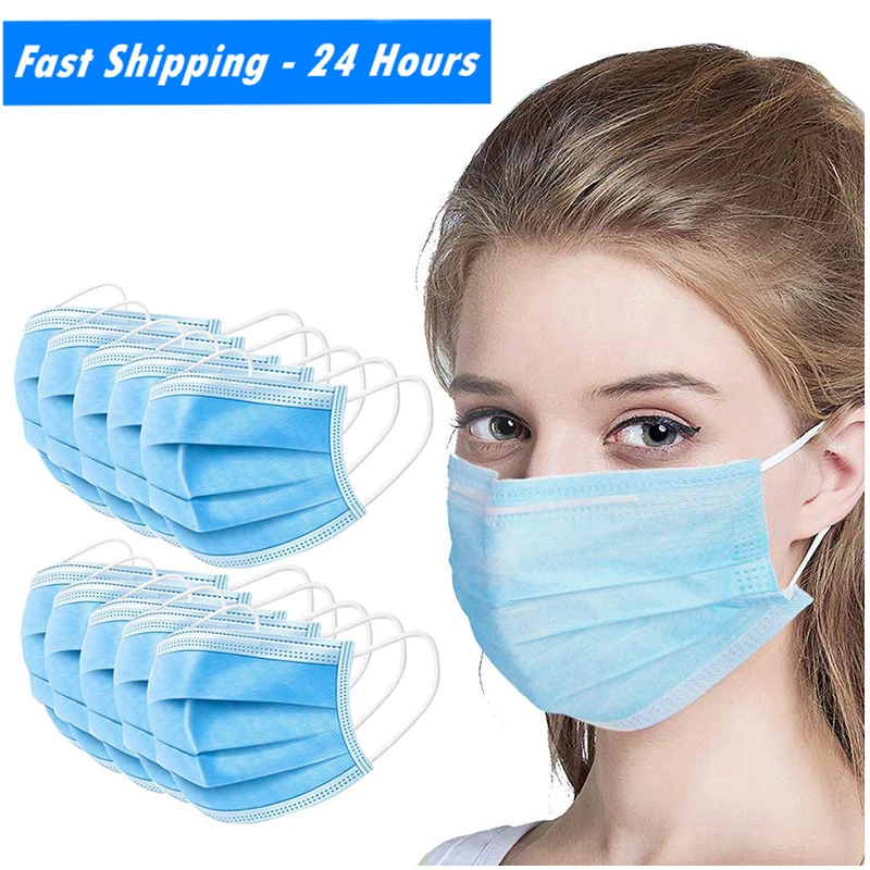 

10/20/50/100 PCS Fast Shipping 3-Layer Disposable Face Mask Anti-Pollution Safety Dust Filter Mask Non-woven Meltblown Masks
