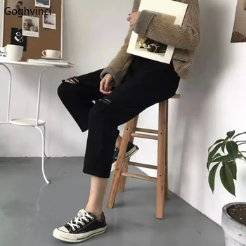 

Jeans Women Korean Style New Ankle-length Straight Loose High Quality Leisure Harajuku Womens Comfortable Denim Simple All-match
