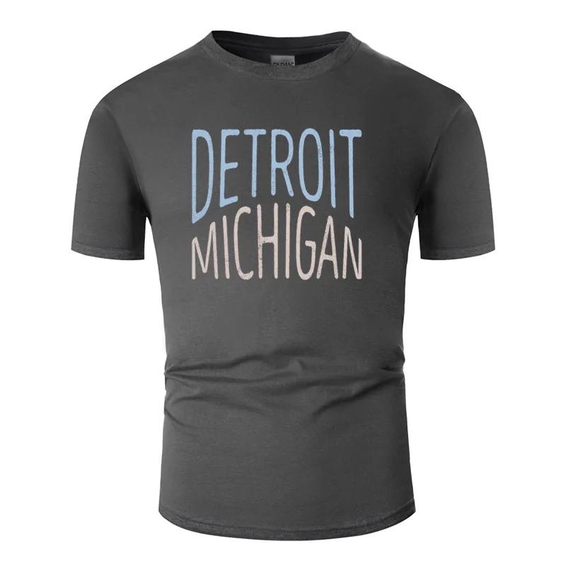 Повседневная рубашка на память detroit michigan, подарок, футболка для мужчин,, одежда, семейная Мужская футболка, футболка с вырезом лодочкой для фитнеса