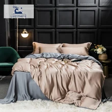 Liv-esthete lindo 100% conjunto de cama de seda amoreira beleza colcha conjunto de cama folha fronha rainha rei conjunto de linho