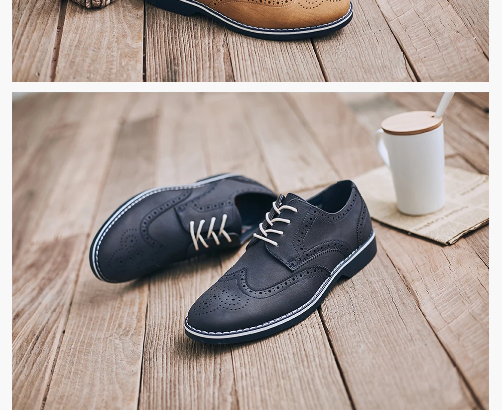 Мужская обувь с перфорацией типа «броги»; Осенняя модная удобная кожаная обувь для отдыха; Мужская Уличная офисная обувь на шнуровке; брендовая мужская повседневная обувь