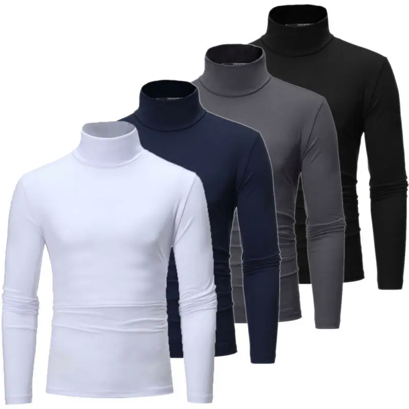Fashion Winter Men Slim Warm Knit High Neck Pullover Jumper Sweater Top Turtleneck Solid New Plus Size