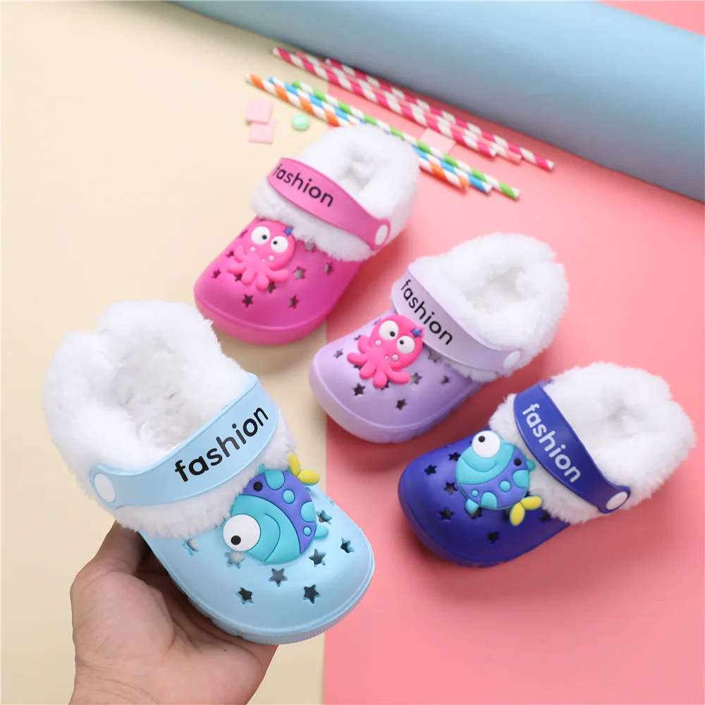 Children Mules Clogs Kids Winter Summer Garden Shoes Girl Boy Slippers Shoes Cute Cartoon Warm Home Slippers Hole Baby kids sandals garden clogs shoes suede mules slippers suede clogs eva house slippers