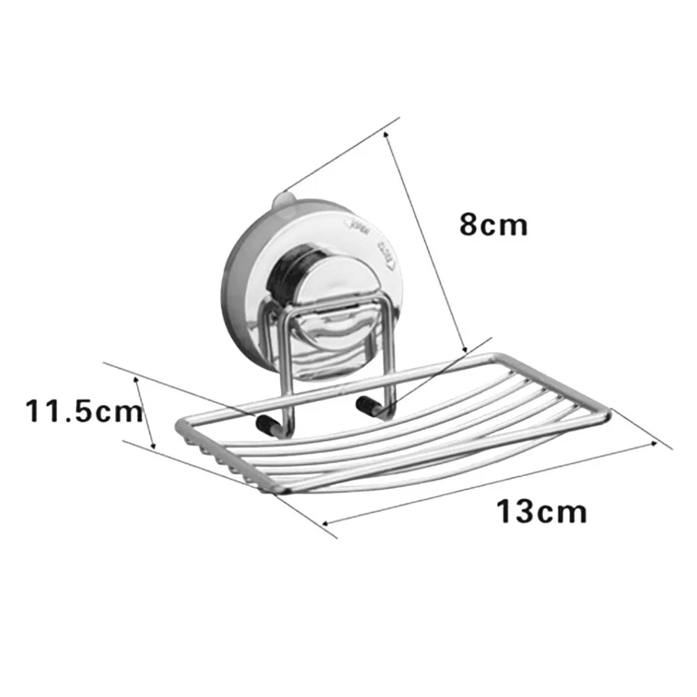 Rust-resistant Stainless Steel Wall-mounted Strong Vacuum Suction Cup Soap Dish Holder Bathroom Accessories Basket Rack
