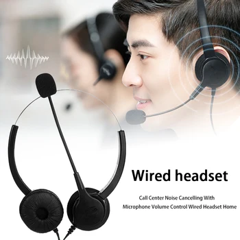 

Professional Portable Business Comfortable Earmuff Home Call Center Noise Cancelling With Microphone Office On Ear Wired Headset