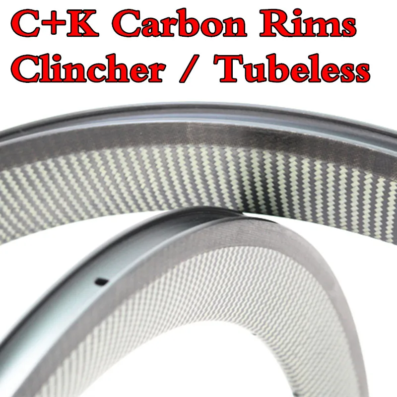 

C+K 700C 25mm width 38 45 50 Depth Clincher Toray T800 Carbon Road Bike wheel Rim Carbon Tubeless Rim Road Bike Wheelset