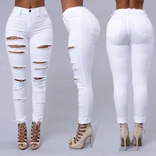 

2021 Ripped Jeans Female Fashion Street Casual Pencil Pants Sexy Skinny Denim Trousers Female Autumn Summer Jeans Women Indie