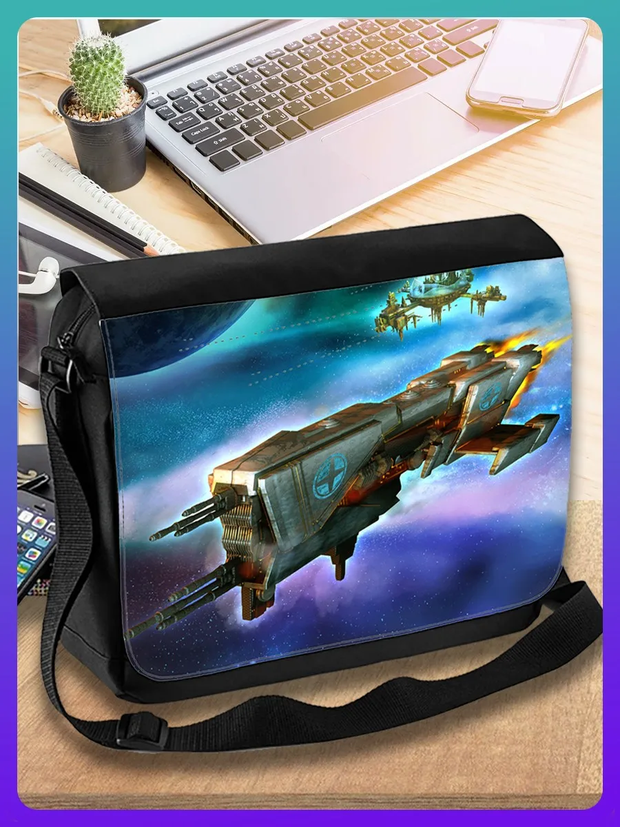 Сумка для ноутбука планшета рюкзак портфель на плечо с принтом настольная игра