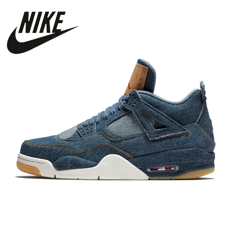 Nike Air Jordan 4 Denim AJ4 дышащие мужские Новое поступление Аутентичные баскетбольные