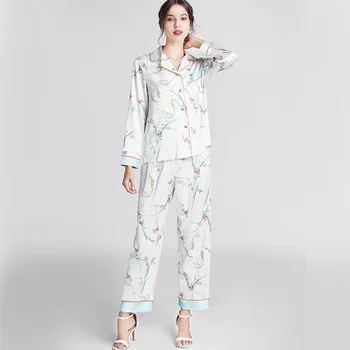 

Silk Satin Loungewear Women New Trendy Homewear 2020 New Spring Pajamas Women Silk Plus Size Pijamas Sexy Pyjamas Sleepwear suit