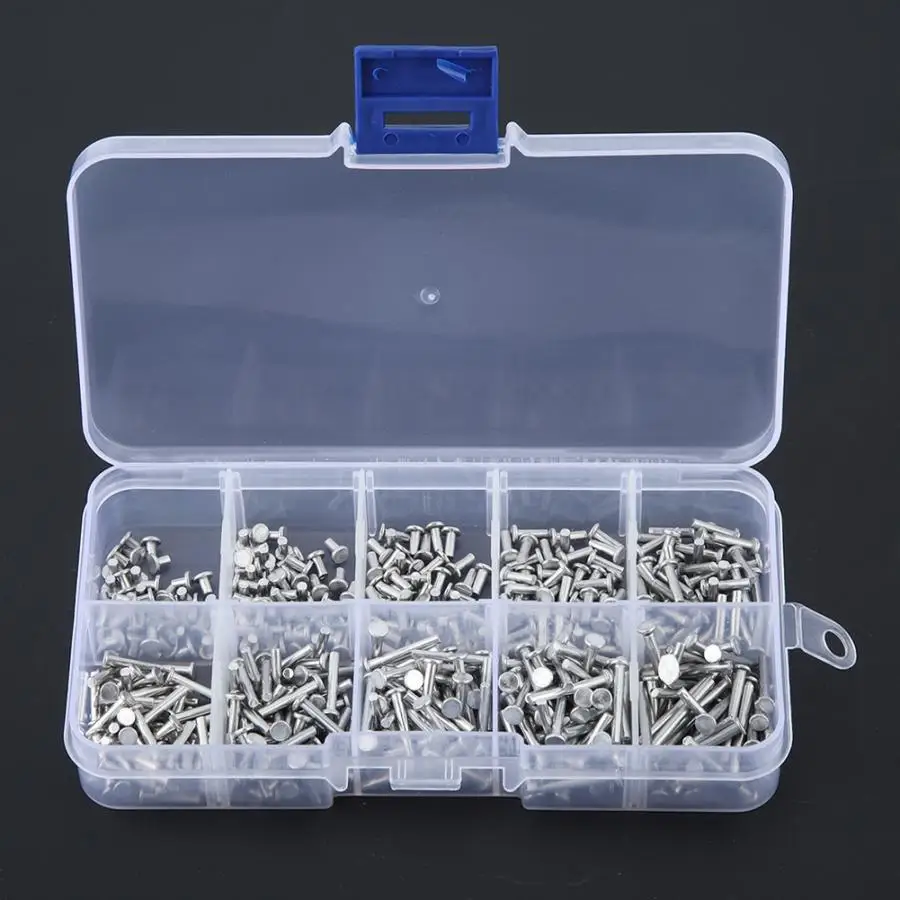 500pcs M2 Flat Head Aluminum Rivets Flat Head Solid Rivet 3mm-18mm Length aluminium rivets