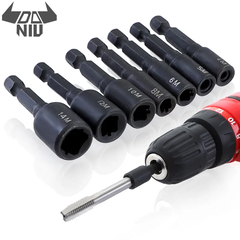  DANIU 7Pcs M4-M14 Screw Tap Socket Adapter 1/4