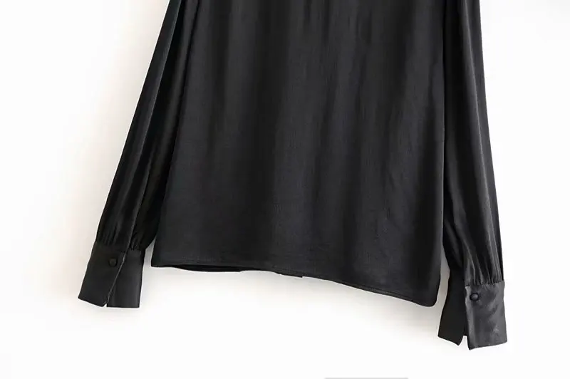 Элегантная черная блузка с галстуком-бабочкой для женщин на осень и весну с длинным рукавом, модные офисные топы на пуговицах размера плюс, женские блузки