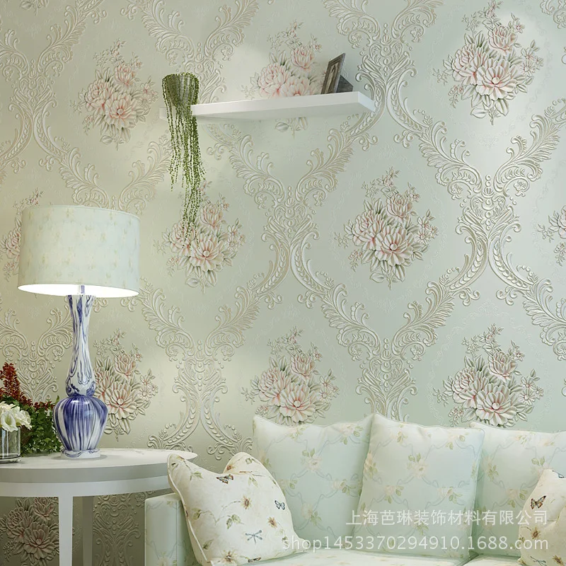 

Export Quality Foaming Stereo European Countryside Big Flower Non-woven Wallpaper Living Room Bedroom Television Sofa Wallpaper