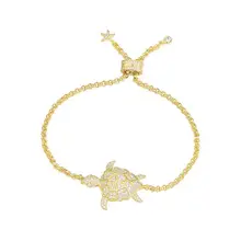 Летний стиль Морской браслет с черепахой для женщин 3a кубический циркон золотой цвет цепь дружбы браслет с черепашками пляжные украшения