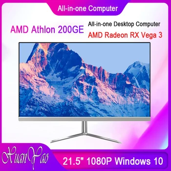 

XUANYAO Computer 21.5 inch Large Screen PC Desktop Computer AMD Athlon 200GE Gaming Ultra-thin Full Screen Notebook Office Work