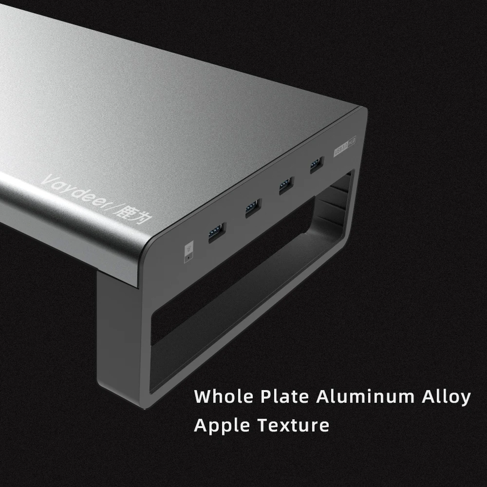  USB 3.0 Aluminum Monitor Stand Metal Riser Support Transfer Data and ChargingKeyboard and Mouse Sto