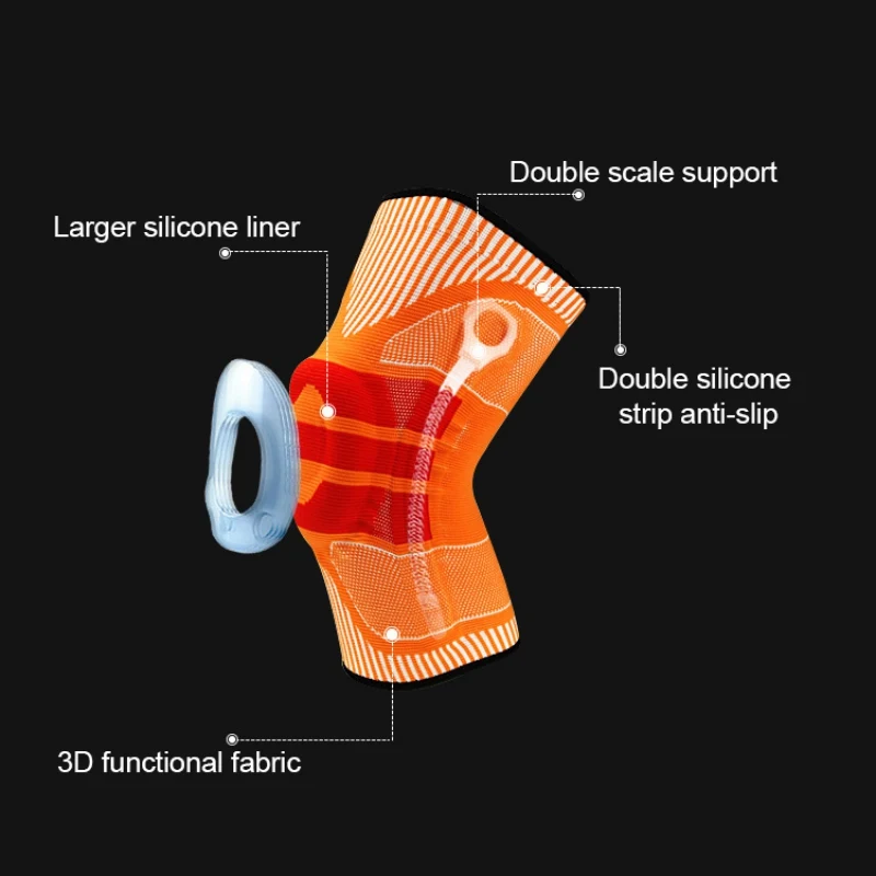 3D наколенник для поддержки колена силиконовый пружинный наколенник трикотажный компрессионный эластичный наколенник Поддержка коленной чашечки протекторы