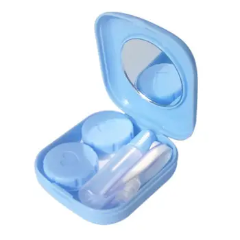 

Mini Contact Lens Case Box Travel Toiletry Kit Portable Carry Mirror Container Solid Optional Pocket