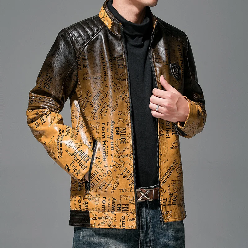 Fairylinks Men's Casual Camo Leather Jacket