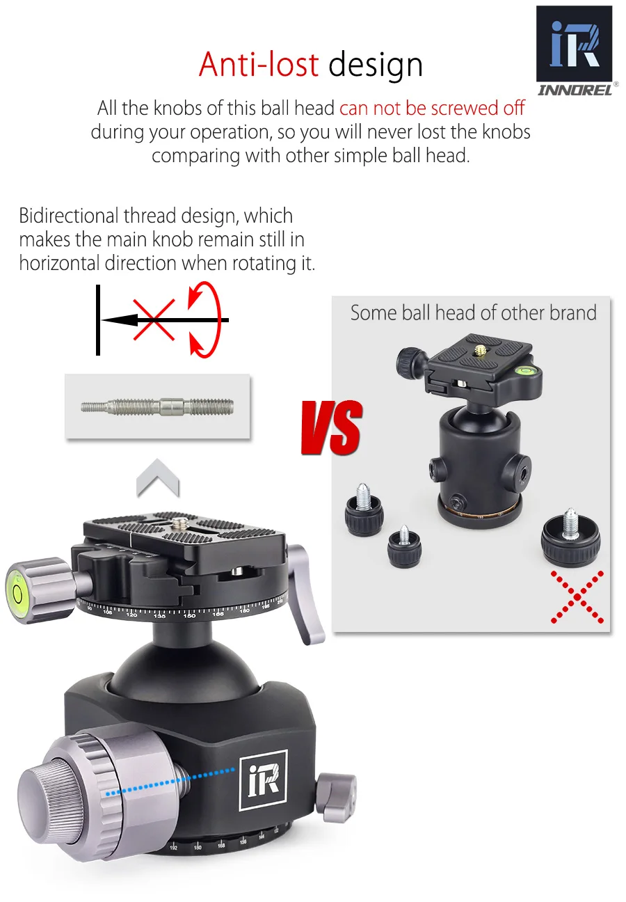 Штативная головка INNOREL L54/L44 для сверхмощных цифровых зеркальных камер с панорамной панорамой из алюминиевого сплава с низкой гравитацией