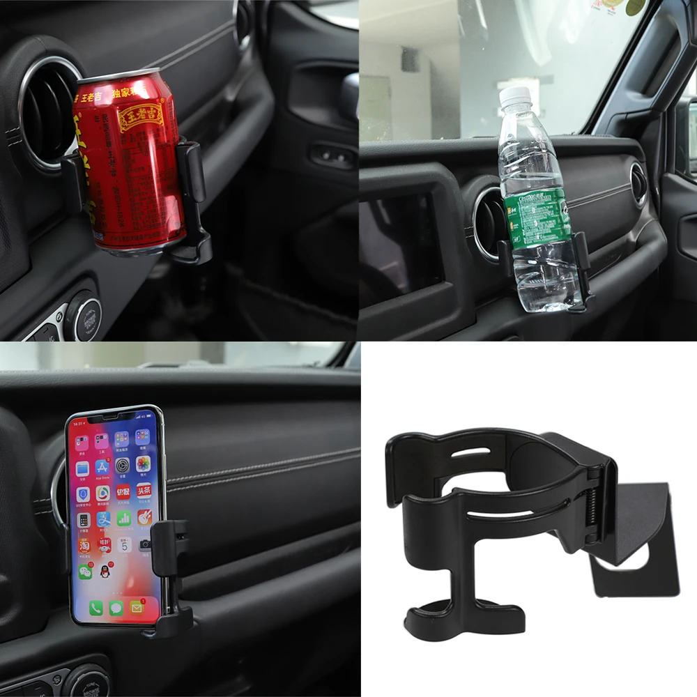

Car Drink Water Cup Phone Holder Mount Multi-Function for 2018-2020 2021 2022 Jeep Wrangler JL Gladiator JT Interior Acessories