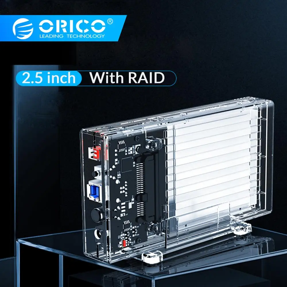 

ORICO 2.5'' HDD Case With Raid SATA to USB 3.0 HDD Enclosure Transparent Hard Drive Box Support UASP for 7-9.5 mm HDD SSD 4TB