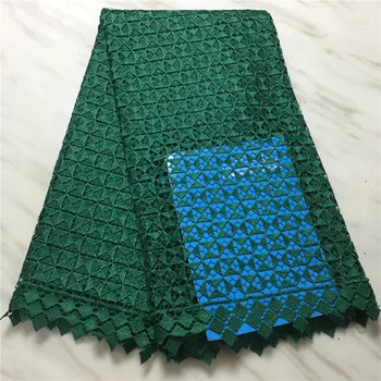 

(5yards/lot ) 2019 New High quality Emerald green Water soluble African tulle lace French net lace fabric for party dress