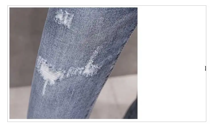 Корейские джинсы женские осень высокая талия модная одежда джинсы карандаш синие старые изношенные дырочные колготки однотонные женские джинсы