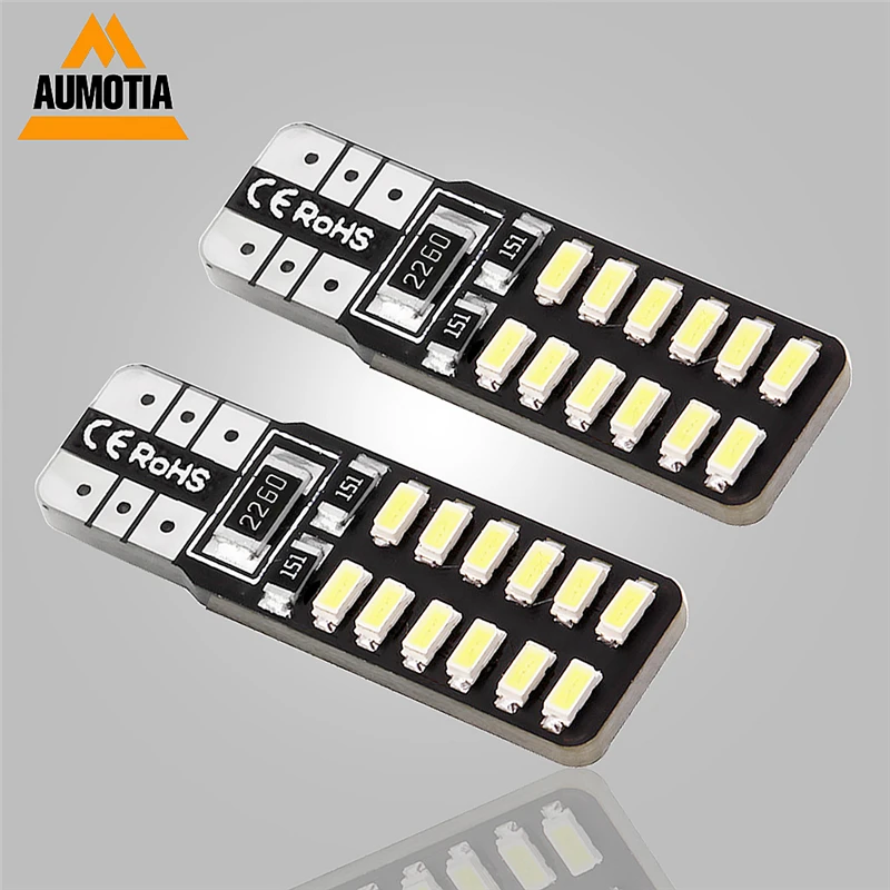 100x автомобиля T10 светодиодный 194 168 W5W 3014 SMD 24 светодиодный Авто габаритный фонарь парковки лампы бортовой светильник лампочка DC12V
