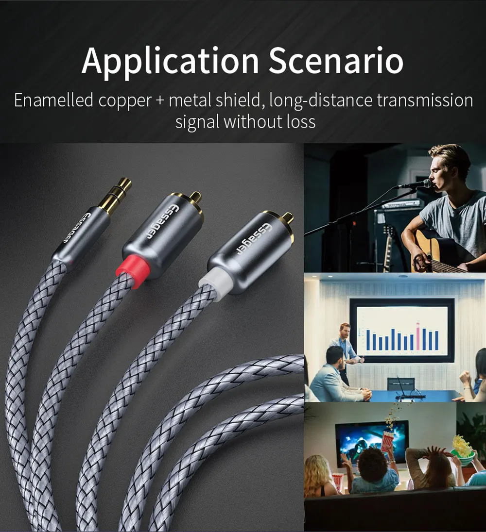 Essager RCA Audio Cable Jack 3.5 to 2 RCA Cable AUX RCA Jack 3.5 mm Adapter Splitter Aux Cable for TV Box Theater Speaker Wire Essager RCA Audio Cable Jack 3.5 to 2 RCA Cable AUX RCA Jack 3.5 mm Adapter Splitter Aux Cable for TV Box Theater Speaker Wire