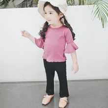 Детская одежда; весенние леггинсы для девочек; Детские прямые эластичные расклешенные брюки для маленьких девочек; повседневные Стрейчевые брюки для младенцев