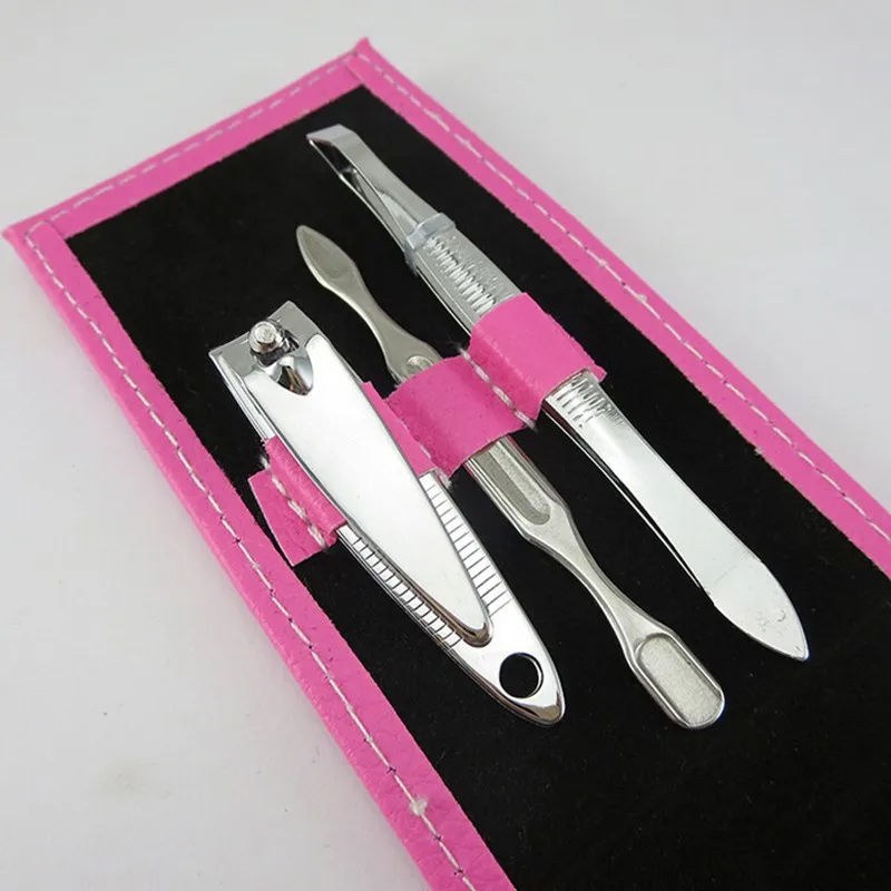 4 in 1 Mini Nail Manicure Tool Set High Carbon Steel Nail Care Kits Nail Clippers Scissors File Tweezers PVC Bag Case 4pcs/set