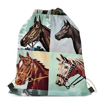 

HYCOOL Drawstring Backpack 3D Horse Print School Kids Book Bags Travel Storage Pouch Outdoor Walking Bag for Children Summer