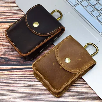 

Cow Leather Mini Cigarette Case Men Waist Bag Wear-resistant Outdoor Heuptas Heren Porta Tarjeta