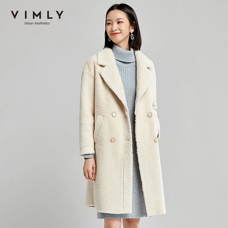 Vimly Женское пальто из искусственного меха винтажное осенне-зимнее однотонное