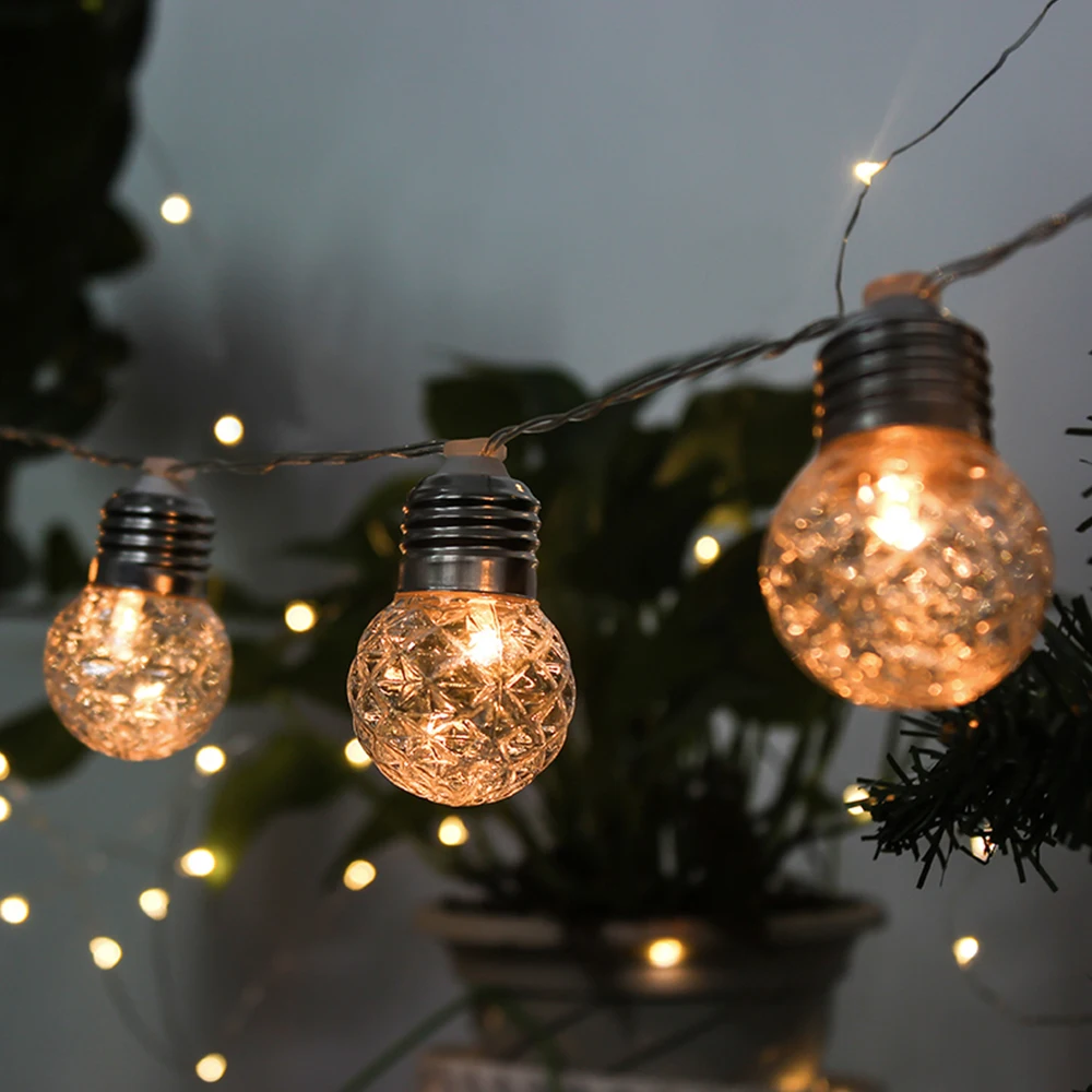 Waterproof Solar Globe Bulb String Lights Outdoor Pineapple Ball LED Light String Garland Patio Chain Lamps Christmas Decoration 9