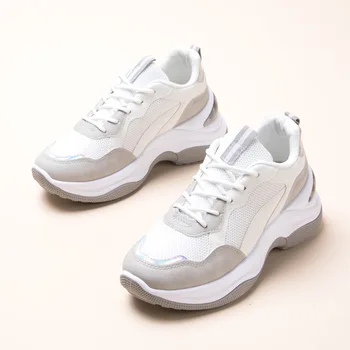 

2020 Spring New Fashion Style Casual Sport Shoes Women Platform White Shoes Female Mesh Breathable Sneaker Women