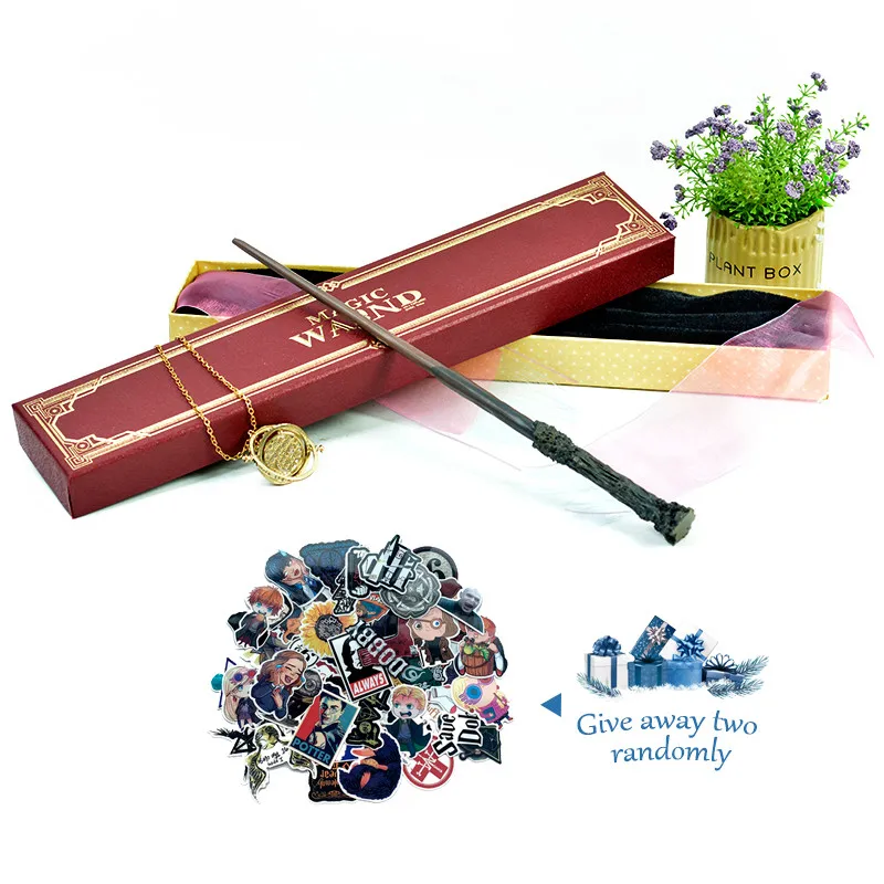 Harry-2 16 Kinds Metal Core Magic Wands Potter Cosplay Lord Voldemort Luna Snape Hermione Magic Wand with Two Stickers Gift Box Package - Цвет: Harry-2