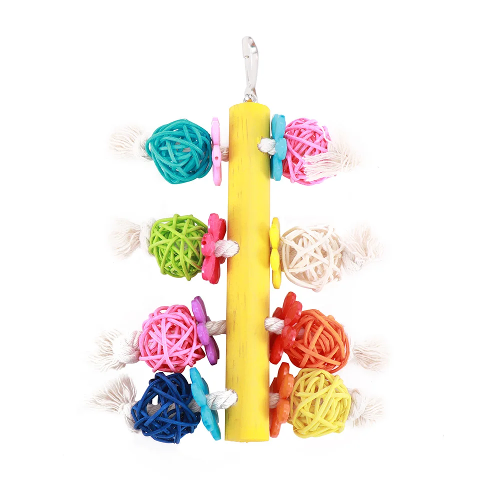 Забавные Животные игрушечные попугаи из ротанга птицы качающиеся игрушки с колокольчиками струны рождественские подвесные альпинистские украшения для клетки - Цвет: B