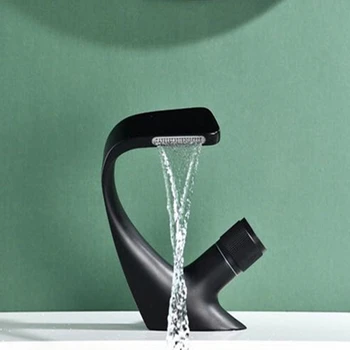 

Faucet Bathroom Sink Faucets Hot Cold Water Mixer Crane Deck Mounted Single Hole Bath Tap,Black