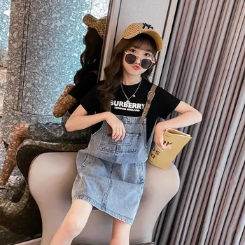 

Children's Wear Girls Strap Skirt Set 2020 Summer New T-shirt Strap Skirt Two Piece Set