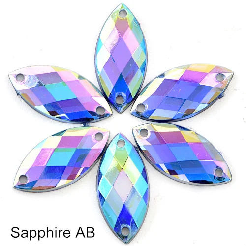 Sapphire AB Акриловая маркиза, кристаллическое Украшение «конский глаз», много цветов, пришивные стразы, Пришивные бусины, Швейные аксессуары для одежды F0148 - Цвет: Sapphire AB
