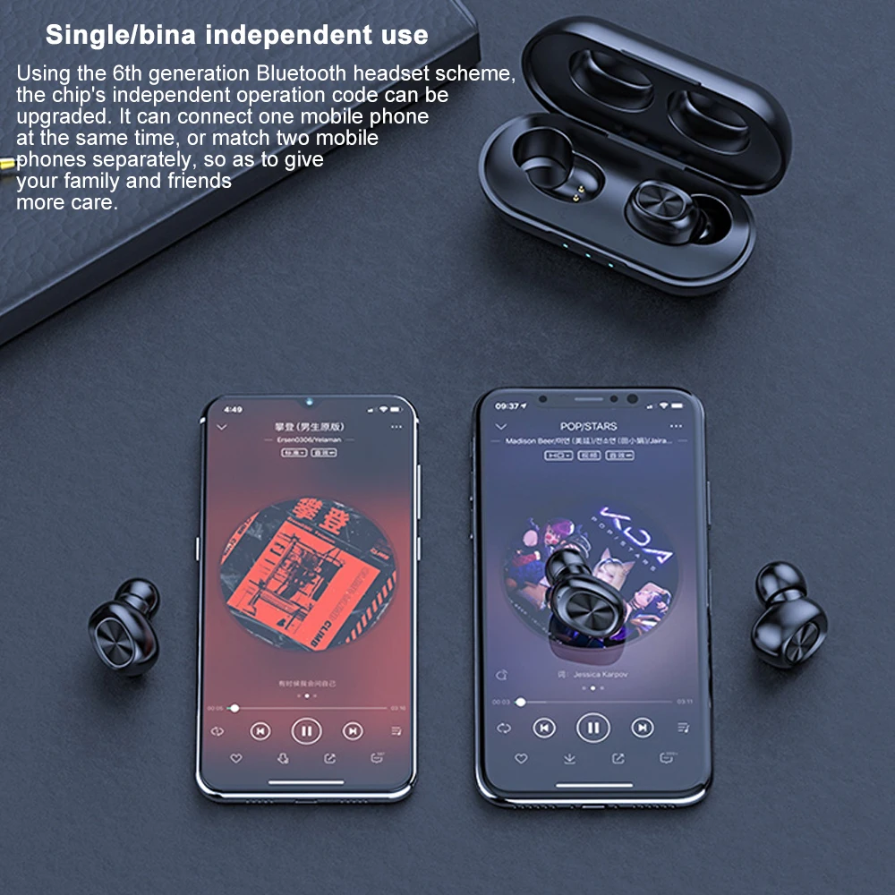 B5 TWS отпечатков пальцев сенсорный Bluetooth беспроводные наушники Hifi 6D стерео с