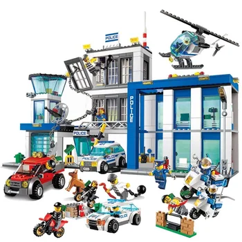 

Bela 10424 City Police Station Motorbike Helicopter Model Building Blocks Bricks Kits Compatible with Lepining City 60047