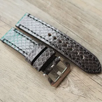 

Allbai Top Quality 2020 Mans Watch Replacement Watch strap Black Handmade Vietnamese Python Leather Leather Watch Strap 20 22MM