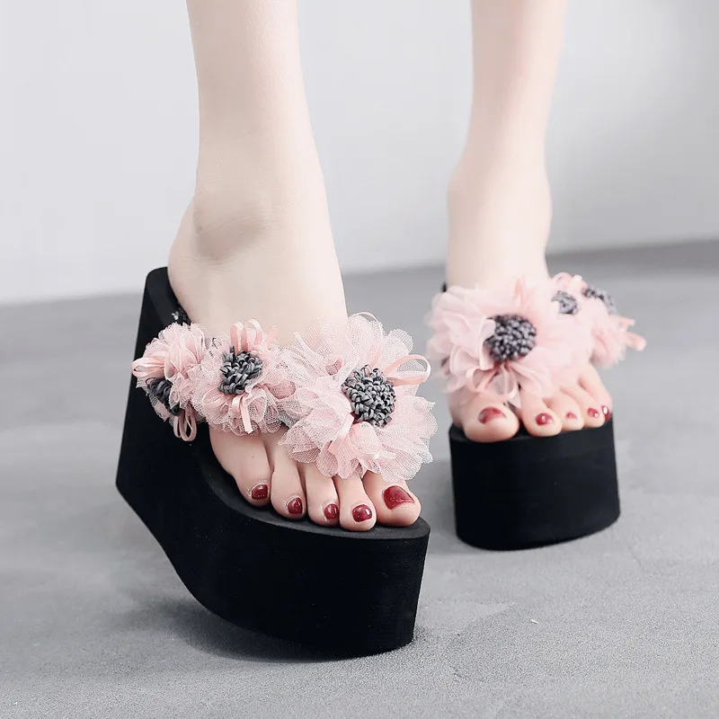 

2019 High-Heel Flip-flops Women's Summer Anti-slip Beach Sandals