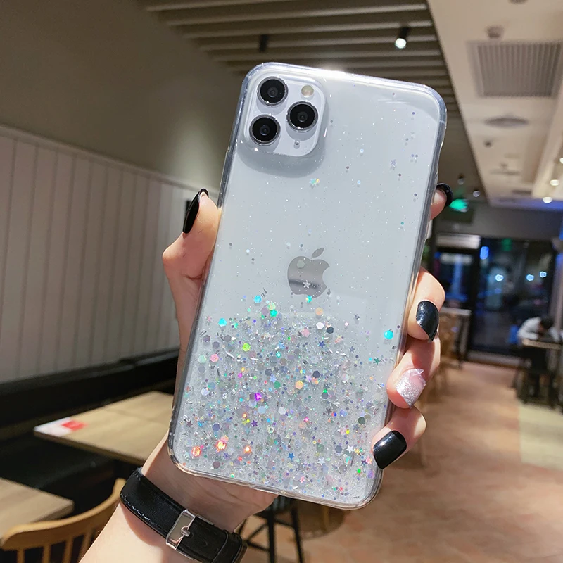 White Для iphone 11proMax чехол прозрачный клей Гипсофилы мягкий чехол для Apple 6 6plus 7 7plus 8 8plus X XR Xsmax чехол для телефона - Цвет: White