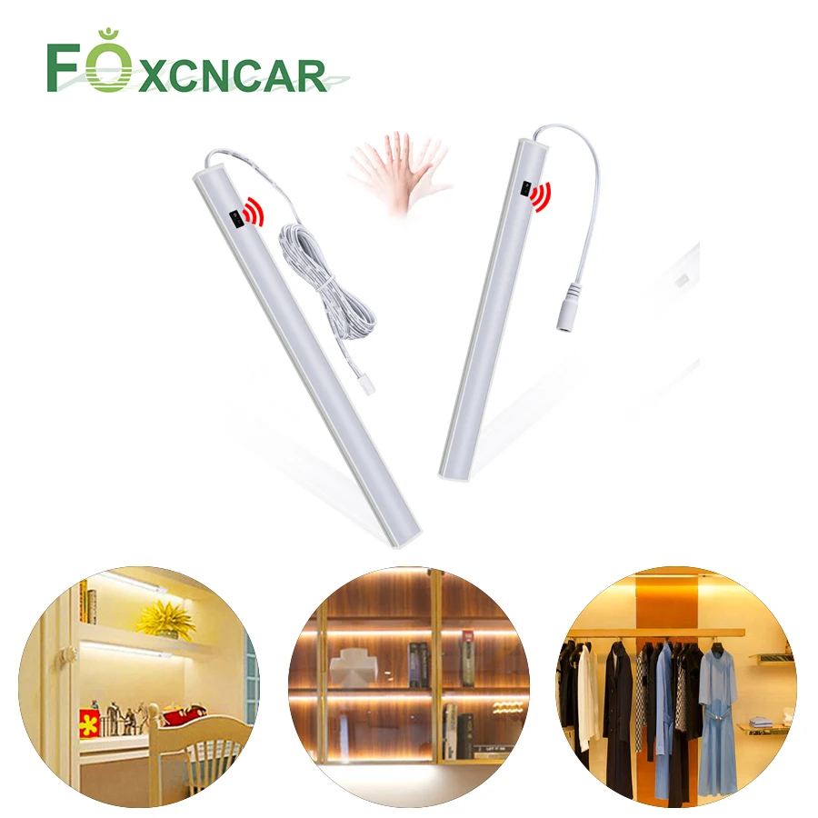 Hand Sweep Switch Under Cabinet Kitchen LED Light Bedroom Wardrobe Closet Night Lights 30/40/50cm LED Bar Light Indoor Home Lamp