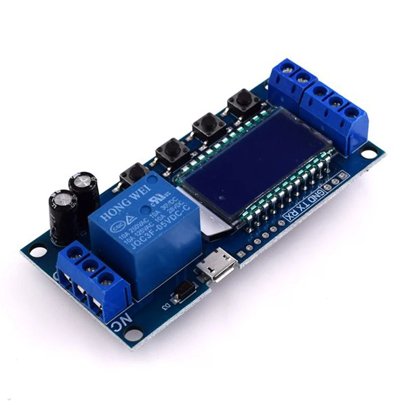 Ams-micro Usb цифровой ЖК-дисплей реле времени задержки модуль Dc 6-30 в управление многофункциональный таймер переключатель цикл запуска модуль Плата